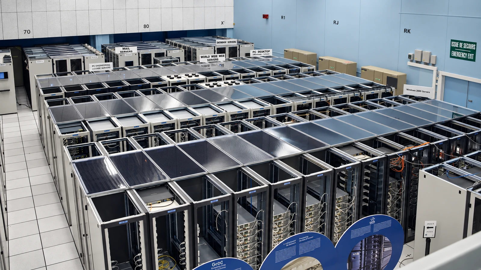 Historical CERN data-centre photograph from 2010, used as contextual scientific-computing imagery
